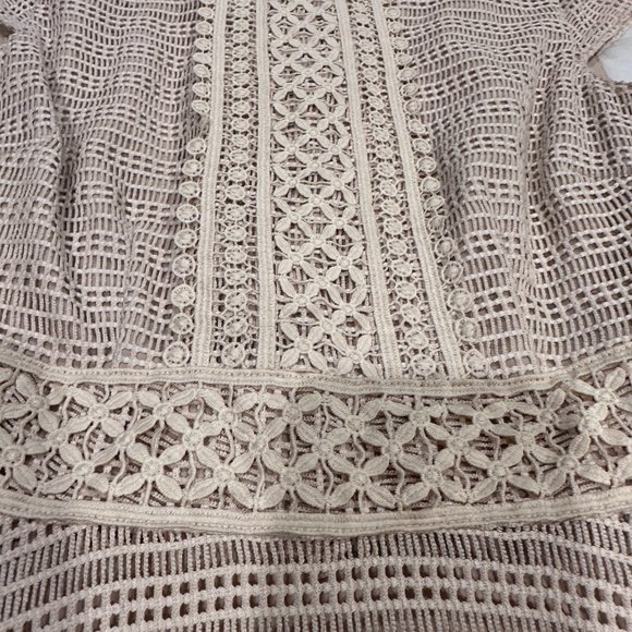 Antonio Melani Dress Mini Fit Flare Tan Lace Crochet Boho Neutral Sz 4 #6290M638 - Picture 3 of 10
